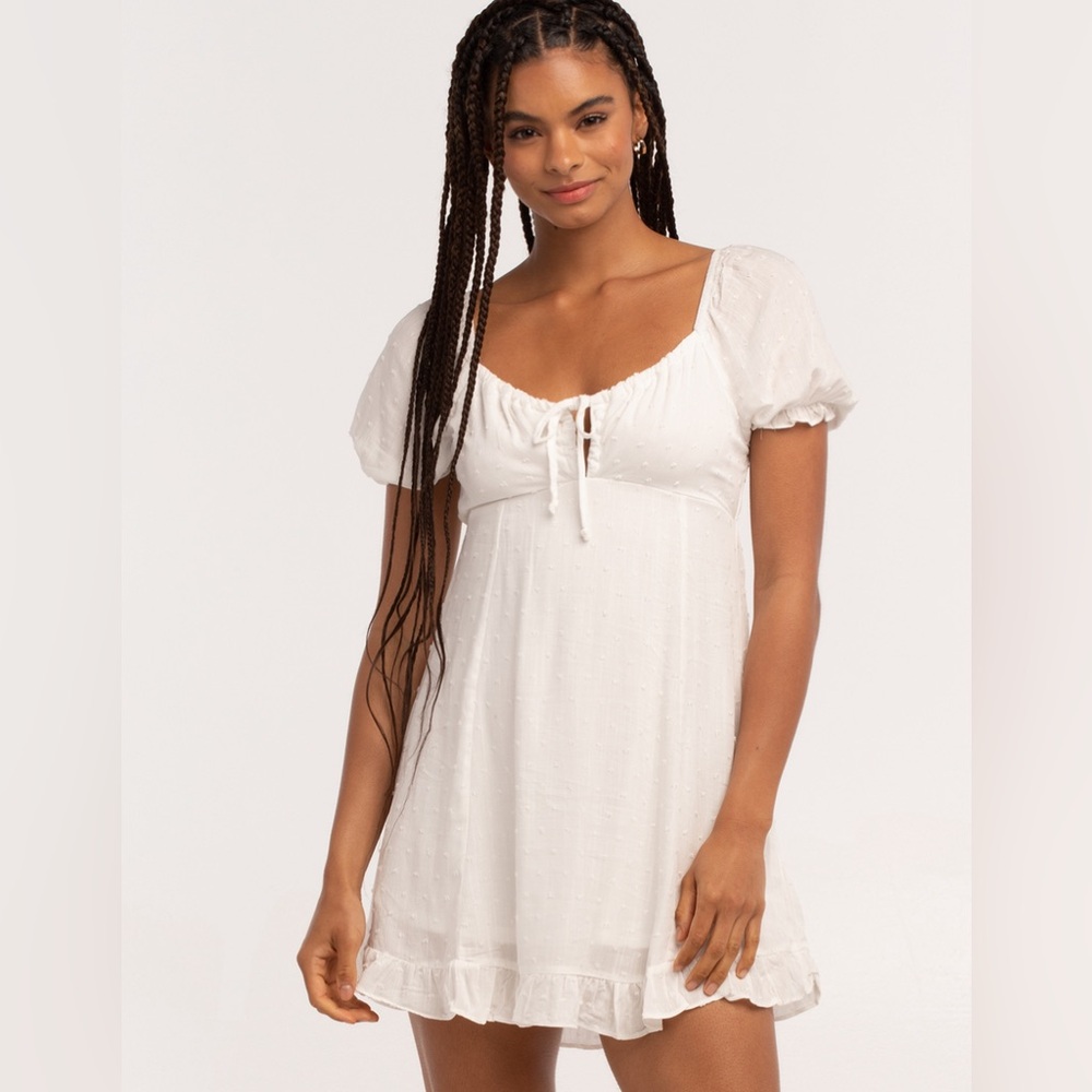 Tilly’s Swiss Dot White Babydoll Dress